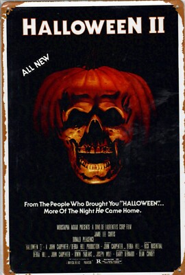 Halloween II (1981) theatrical poster with white border design Tin Metal Sign