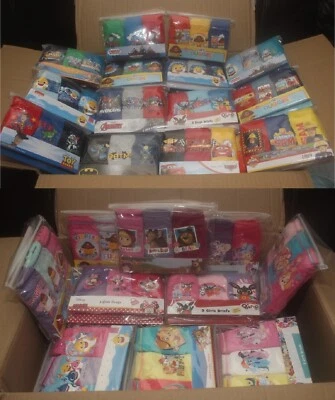 MIXED OFFICIAL CHARACTER BRANDS Job Lot of 20 x 3 Packs of Character Briefs - Boys, Girls & Mixed Lots Available