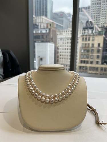 2 strands 8 Mm Akoya Pearl Necklace , 34” Long Or Two Nested Strands - Picture 6 of 6