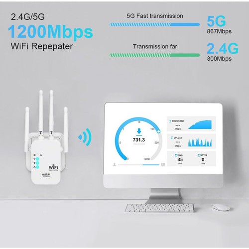 1200Mbps Wireless WLAN WIFI-Range Repeater Router Verstärker Internet Booster - Bild 4 von 12