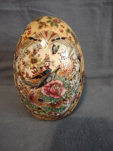 DECORATIVE ENAMAL GOLD DESIGN 6 INCH ORNAMENTAL EGG - Picture 1 of 8