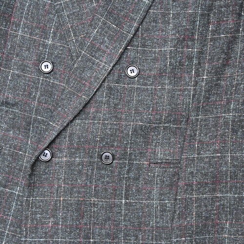 Vtg 90s Webster 42R 30x32 Windowpane Check Tweed Wool Double Breasted Pants Suit - Picture 3 of 12