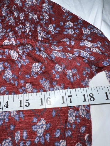 LUCKY BRAND Floral Long Sleeve Top Size Small Brick Red V-Neck - Picture 10 of 11