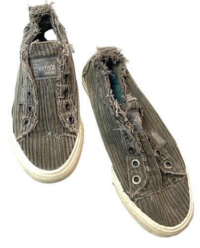 Blowfish Distressed grau gerippter Cord Größe 6? Slipper - Bild 1 von 4