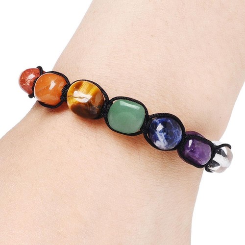 7 Chakra Stone Bracelet Reiki Healing Natural Crystals Braided Jewelry= - Picture 7 of 11