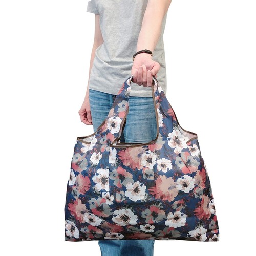 Large Foldable Tote Nylon Reusable Grocery Bag Leopard Print - Picture 6 of 6