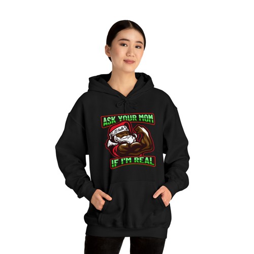 Ask Your Mom If I'm Real Sudadera con Capucha, Divertida Sudadera con Capucha de Navidad, Divertida Camisa de Papá Noel - Imagen 4 de 29