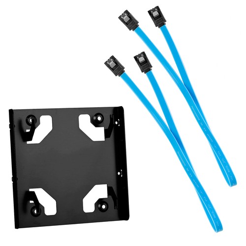 2.5 Dual SSD to 3.5 Inch Mount PC HDD Drive Bracket SATA Locking Data Cable Lead - Picture 1 of 12