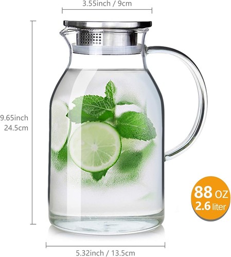 Large Capacity Glass Pitcher - Elegant Design for Infused Water & Iced Beverages - Picture 4 of 10