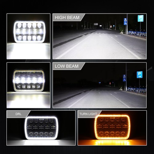 For Dodge D150 D250 D350 Ram 50 7X6" LED Headlights Hi-Lo DRL Turn Signal Lamp - Foto 8 di 12