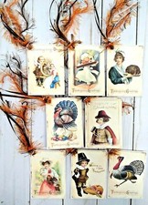 8 Vintage Style Thanksgiving Handmade Gift Tags Scrapbooks Junk Journals Crafts
