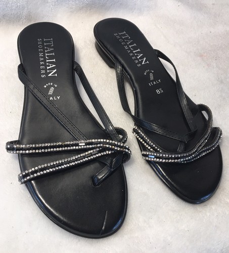 Italian Shoemakers Bkack Flat Sandals Size 8.5 - 第 3/6 張圖片