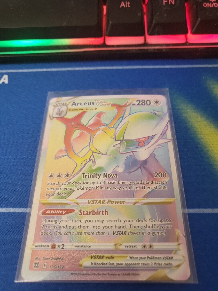 pokemon card arceus vstar rainbow Pokemon TCG Brilliant Stars - Arceus VSTAR 176/172 Secret Rare Rainbow