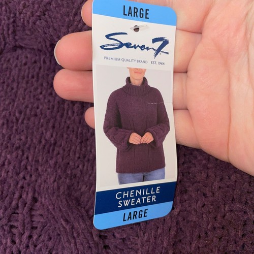 Suéter de chenilla Seven7 púrpura cuello alto grande nuevo con etiquetas - Imagen 5 de 6