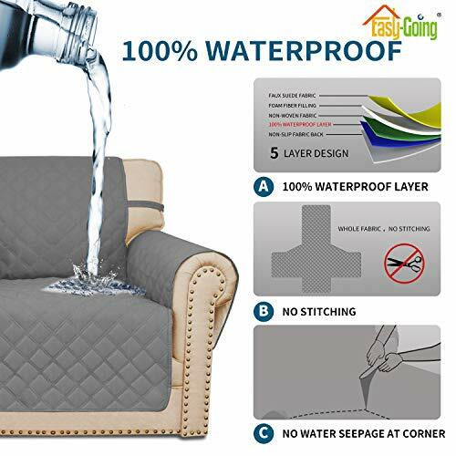 Sofa Slipcover Waterproof Couch Cover Non-Slip Sofa Cover for 3 Large Grey - Bild 4 von 7