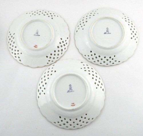 Vintage RK Richard Klemm Dresden Group of 6 Bread Plates Pierced Floral Designs - Picture 5 of 7