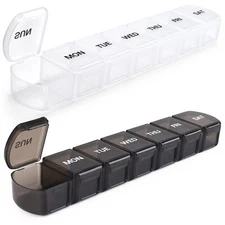 LEMBOL Large Weekly Pill Organizer 2 PackDaily Vitamin Case Box 7 Day with XL...