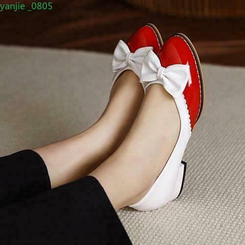 Passende passende Damenschuhe süße Schleife flache runde Spitze Slipper Mode OL - Bild 1 von 20
