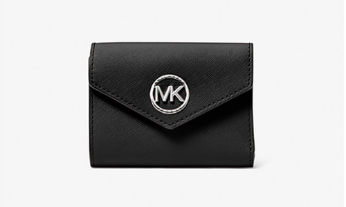Michael Kors Greenwich Medium Saffiano Black Leather Tri-Fold Envelope Wallet