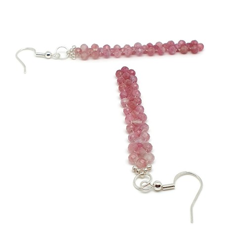 Earrings Long Beaded Crystal Dangle Drop Gemstone Boho Handmade Sterling Silver - Picture 40 of 125