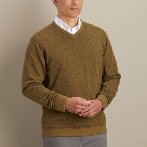 Duluth Trading Co Men's Loophole Long Sleeve V-Neck Sweatshirt XL Navy Heather - Picture 7 of 7