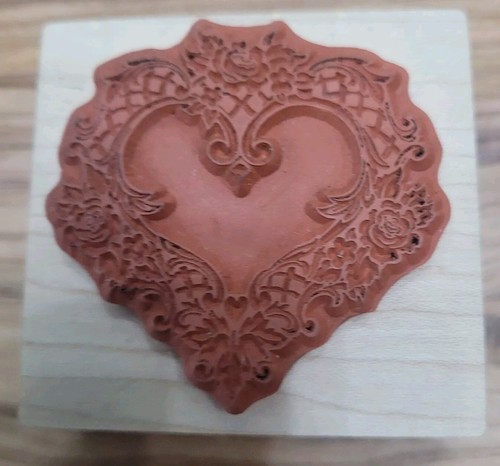 Baroque Heart F1969 Wood Mounted Rubber Stamp - Picture 6 of 7
