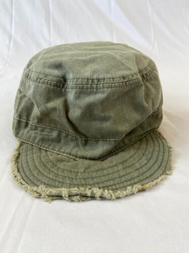 Green Cadet Cap Fitted Hat Distressed Bill Lined Interior Classic Casual Style - Bild 10 von 10