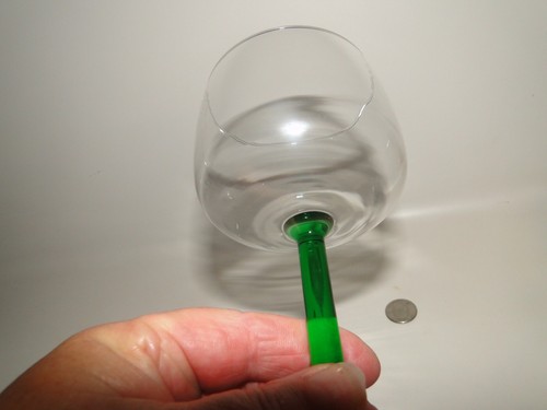 Vintage Luminarc France Emerald Green Stem Clear Bowl Wine Glass Goblet 7" Tall - Picture 2 of 5