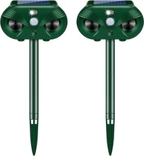 2 Pack Solar Ultrasonic Animal Repeller with Motion Sensor for Yard