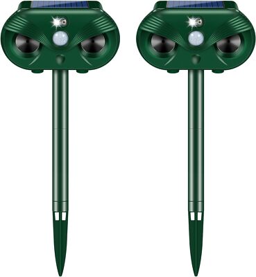 2 Pack Solar Ultrasonic Animal Repeller with Motion Sensor for Yard