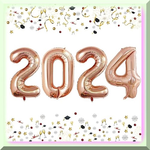 Sparkling 42-Inch 2024 F Number Balloons: Elevate Your New Year's Eve Festival, - Picture 6 of 6