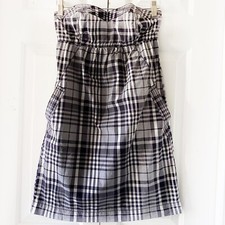American Eagle Outfitters Womens Dress Size 4 Black White Plaid Summer Strapless