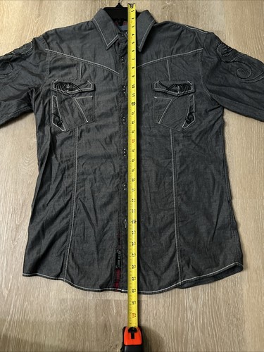 Roar Enough Excuses Signature Gray Colors Embroidered Long Sleeve Shirt.S - Picture 6 of 14