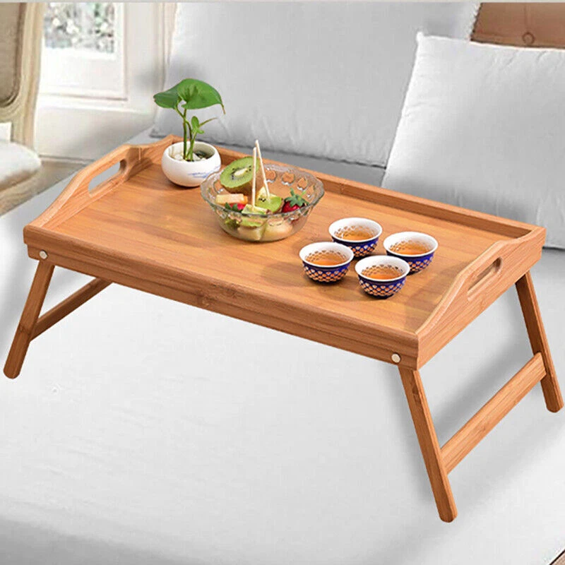 Wooden Bamboo Folding Tray BAMBOO FOLD UP LAP TRAY Tea Coffee Table Breakfast - image 3 of 4