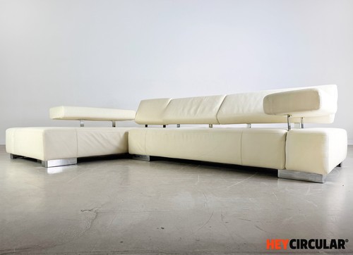Original Brühl Ecksofa Sunrise Design Sofa Leder hell Couch - Bild 5 von 13
