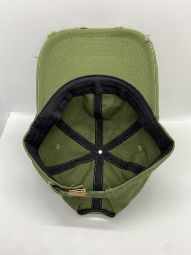 KVL + VR3 Teddy Bear Cap Hat Adult Adjustable Military Green Distressed Cotton - Picture 6 of 6