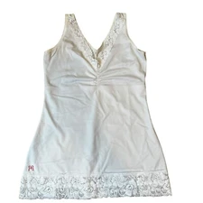 Ruby Ribbon White Lace Trim V-Neck Shapewear Cami Top Size 32