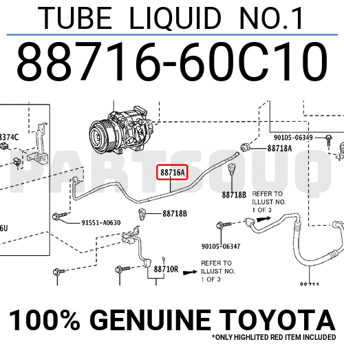 8871660C10 Genuine Toyota TUBE LIQUID NO.1 88716-60C10 | eBay