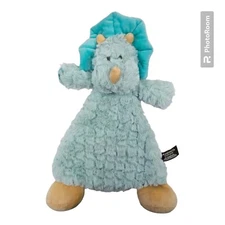 Demdaco Darcy Dinosaur Baby Lovey Security Blanket Triceratops Teal Rattle Plush