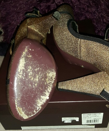 Size Gold 7 Mulberry Black Ladies Shoes Boxed Heels Hxnv4164