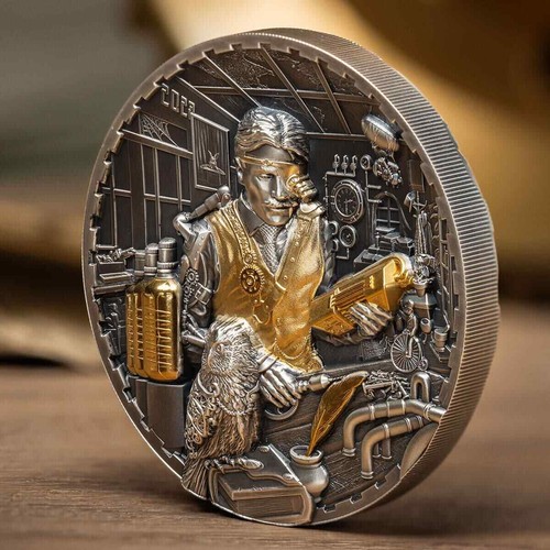 2023 $20 Steampunk Science Lab 3oz Silver Selective Gilded Coin - Bild 6 von 12