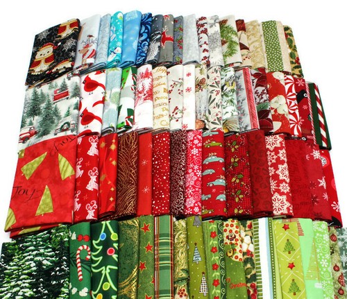 10 Fat Quarters - Christmas Holiday Festive Winter Cotton Fabric Bundle M227.04 - Picture 2 of 4