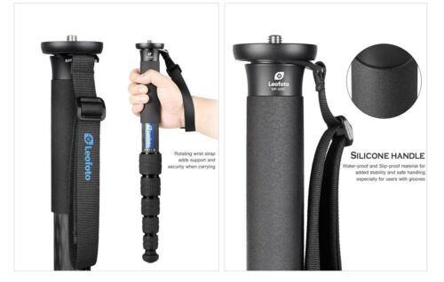 Leofoto MP-366C+VH-10S CF Monopod with VH-10S Two Way Tilt Head - Picture 2 of 12