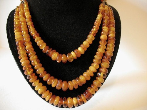Alte Bernsteinkette Collier Butterscotch Honigbernstein dreireihig - Bild 2 von 6