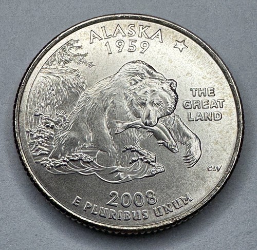 2008-P Alaska State Quarter 25cent Coin from US Mint Satin Finish Set. UNC - Picture 1 of 8