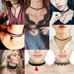 Vintage-Gothic-Black-Velvet-Ribbon-Chain-Choker-Statement-Bib-Crystal-Necklace