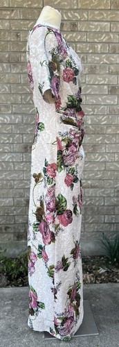 New with Tags Adrianna Papell Long Champagne Multi Floral Dress - Picture 2 of 12