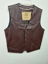 Men’s STS Ranchwear Chisum Brown Leather Vest XSmall Conceal Carry