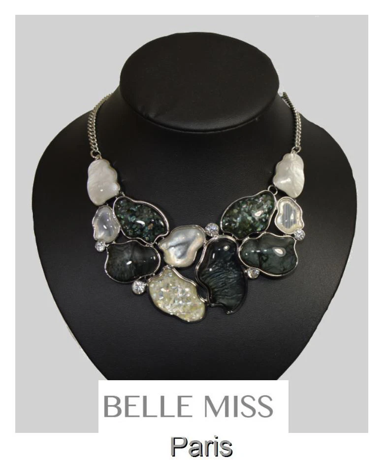 Chain Statement Belle Miss Paris Necklace Silver Plated Glass Perlmu