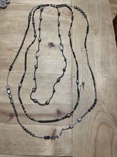 Retired Silpada DEWDROPS Sterling Hematite 3-Strand Long Layered Necklace N2097